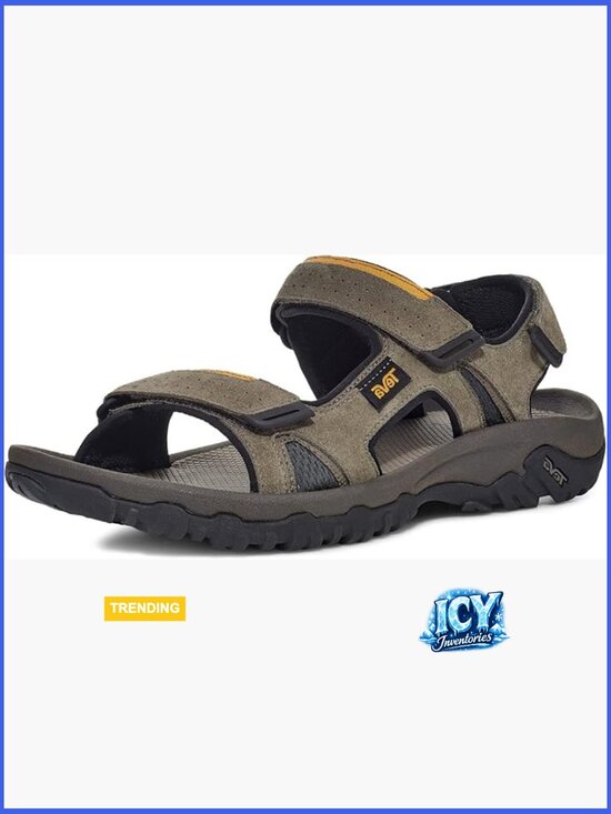 Suede Hook-and-Loop Sport Sandal with Arch Support, Light Hikes